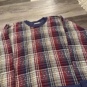 Vintage northern reflections square pattern knit sweater 90s
